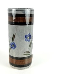 Vintage Vase, Tonala Mexico Art Pottery Gray Tube Shape. Mid-Century Modern