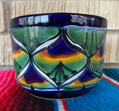 Mexican Ceramic Flower Pot Planter Folk Art Pottery Handmade Talavera #6