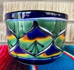 Mexican Ceramic Flower Pot Planter Folk Art Pottery Handmade Talavera #6