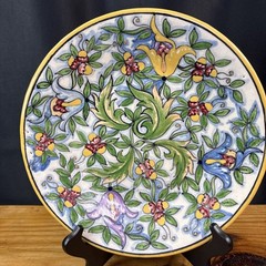 Vintage Puebla Mexican Casa Rugerio Talavera Ceramic Plate 10.5″ Floral Majolica