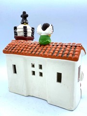 Mexican Handmade Pottery Mission With Music Angels and Church Bells/Tealight