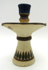 Beautiful Floral Single Mexico Tonala Sand Pottery Candle Holder 6 1/2″ H – 5″ D