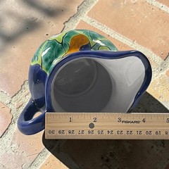 Contemporary Vtg Mexican Talavera Ceramic Pitcher Hand-Painted Dark Blue Floral