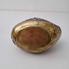 Vintage Mexican Tonala Pottery & Brass Duck Bird Handpaint Sculpture 7″ x 6″