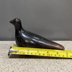 Vtg Black Mexican Tonala Pottery Burnished & Etched Bird Dove Figure 4.75”x5.5”