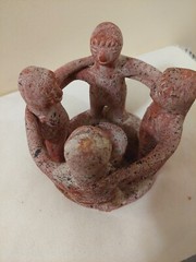 Aztec Mayan Circle Of 4 Friends Clay Candle Holder 7″x 7″ single holder