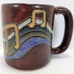 Design by Mara MUSICAL NOTES Mexico Studio Art Pottery Coffee Mug Sheet Music