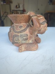 5″ Mesoamerican Aztec Terra Cotta Figural Decorative Tabletop Vase