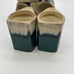Vintage Rodolfo Padilla Stacking Mug Set 6 Stand Mexico Blue Green Brown
