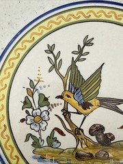 Talavera Trivet Hot Plate Hand Painted Mexico Gorgeous! 6.5″ Round BIRD YELLOW