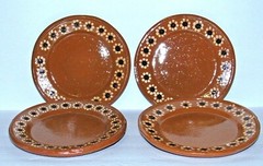 Mexican Redware Clay Dinner Plates Set of 4 – 10 1/2″ in (SEE BELOW)