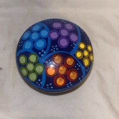 Mexican Art Pottery Clay Round Trinket Box Preowned