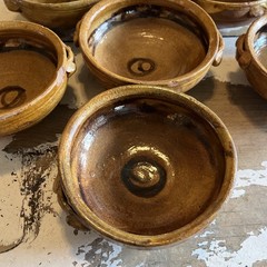 Vtg Mexican Red Ware Individual Pottery Bowl 4.25” Dia Handmade Painted Set 6