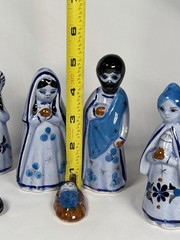 Vintage Estate 14 Piece Tonala Folk Art Mexican Pottery Nativity Set