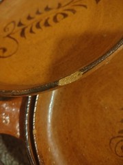Mexican Pottery Set of 4. 3plates 1 pan Stamped MEXICO