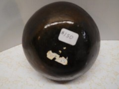 Pre-Columbian Dark Tan w/Black Decorations Glazed Pottery Narrow Neck Bowl
