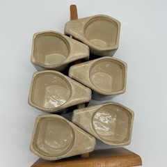 Vintage Rodolfo Padilla Stacking Mug Set 6 Stand Mexico Blue Green Brown