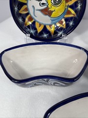 Mexican Talavera Pottery 7pc Hand Painted Chip Salsa Condiment Serving Dish Set
