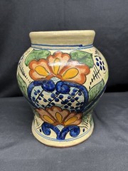 A Beautiful Vintage MCM Signed Casai Mexico 8” Pottery Vase Hand Painted