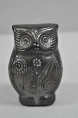 Dona Rosa Barro Negro Black Pottery 4″ Carved Owl Figurine Mid Century Modern