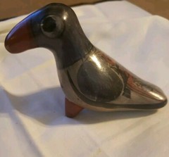 Vintage Mexican Tonala Pottery Bird Toucan Signed 3″ Clay Mid Century Modern