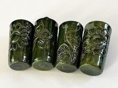 4 MEXICO OAXACA ATZOMPA CERAMIC CLAY BARRO LOZA VERDE GREEN MEZCAL CUPS COPITAS