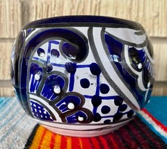 Mexican Ceramic Flower Pot Planter Folk Art Pottery Handmade Talavera #2