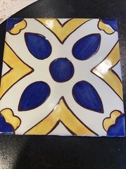 SET 4 Terracotta Gloss 4″ tile Mexico Classic cobalt blue yellow mediterranean
