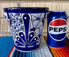 Lg Mexican Ceramic Flower Pot Planter Folk Art Pottery Handmade Talavera #16