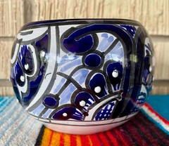 Mexican Ceramic Flower Pot Planter Folk Art Pottery Handmade Talavera #2
