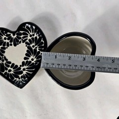 Talavera Pottery Coffee Set Mexican Art Black And Cream 3 X 4 Inches