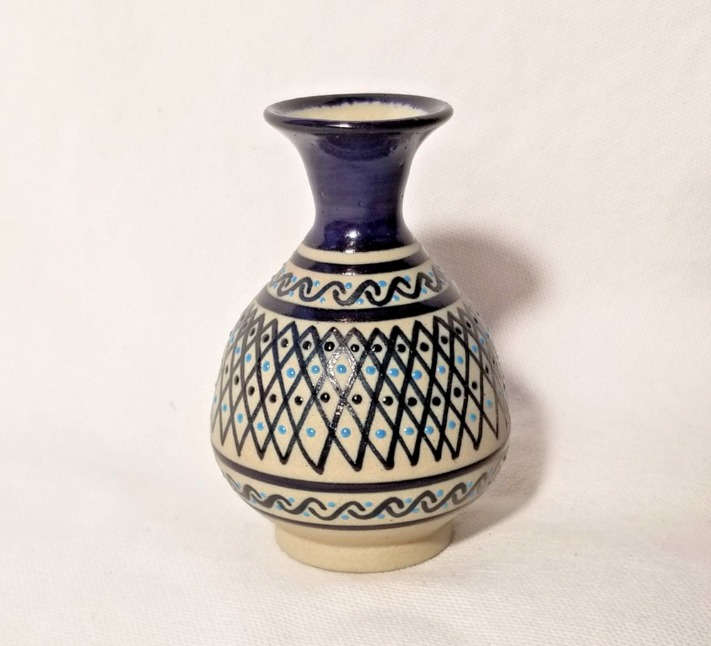 Javier Servin Bud Vase Modern Mexican Folk Art Pottery Embossed Moriage Signed