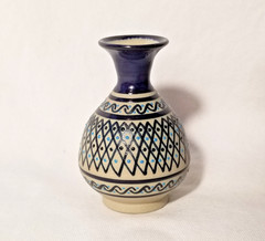 Javier Servin Bud Vase Modern Mexican Folk Art Pottery Embossed Moriage Signed