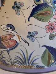 Tonala El Palomar Signed Mexico Pottery Vase w/ Birds Plants & Butterflies. 13”