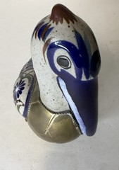 Vintage Tonala Ceramic and Brass Pelican Figurine w/ Small Shelf Bird Bundle