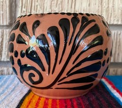 Mexican Ceramic Flower Pot Planter Folk Art Pottery Handmade Talavera #4