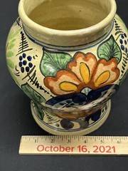 A Beautiful Vintage MCM Signed Casai Mexico 8” Pottery Vase Hand Painted