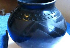 Luis Ortiz Santa Clara NM Pueblo Classic Black on Black hand polished Coil pot