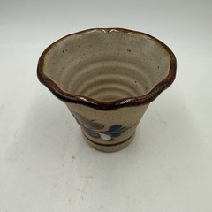 Tonala Mexican Folk Art Pottery Stoneware Cobalt Flowers Pot Tonala Mexico