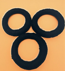 3 Mata Ortiz Pottery Olla Rings Hand Made Mexican Clay Black Yarn Mexico 3.5″