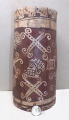HUGE MAYAN TUMBLER-LIKE VESSEL – CLASSIC DECORATION -5 1/4″ DIA. X 10 1/2″ TALL