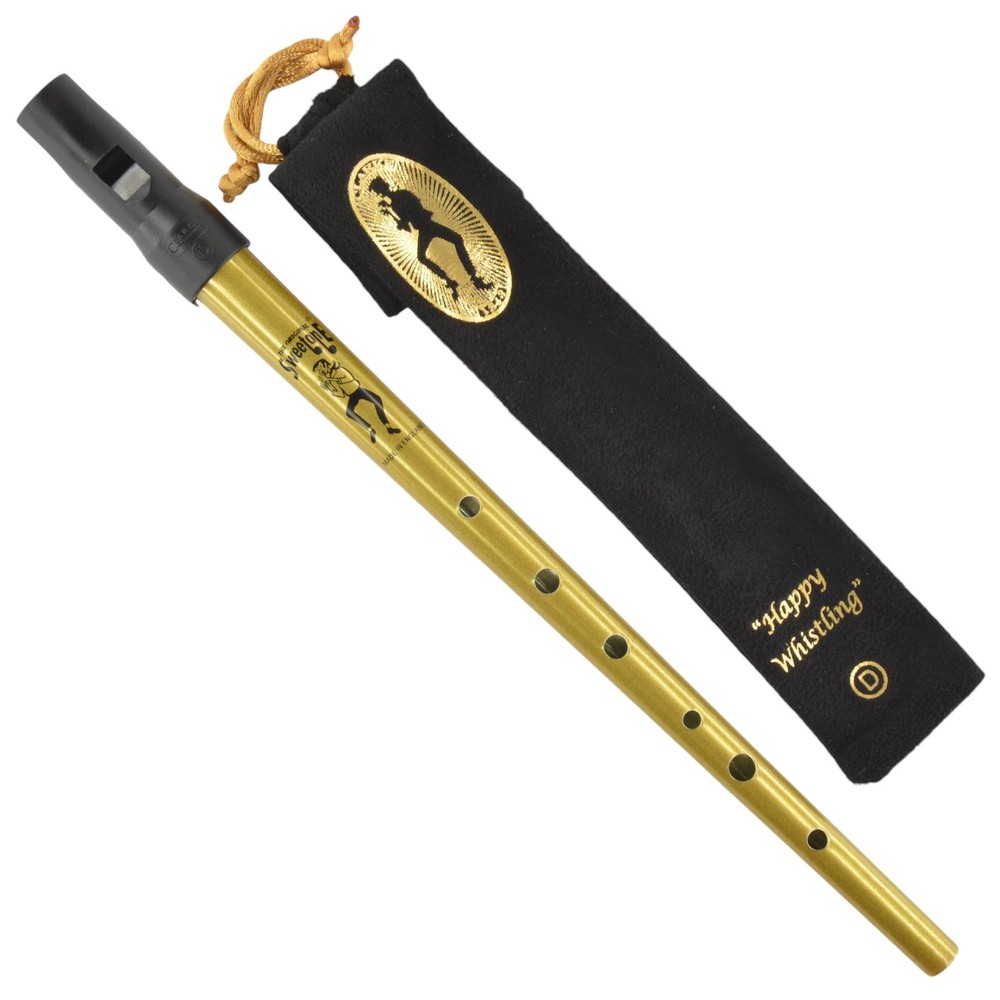 Clarke Sweetone Tinwhistle in D Gold Pennywhistle Soft Black Cloth Pouch