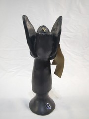Vintage Oaxaca Mexico Black Pottery Clay Angel Candle Holder 7.5” Tall
