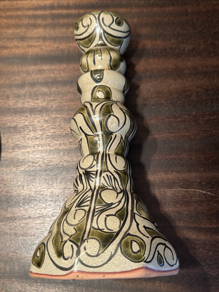 Castillo Mexican Folk Art Pottery Candlestick (single) 8.75” INV#871