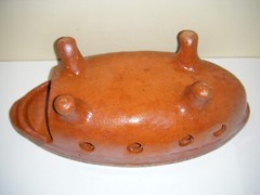 Vintage Terra Cotta Glazed Red Clay Mexican Tabletop Food Warmer