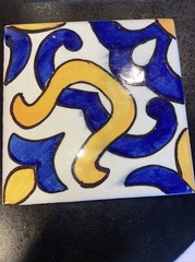SET 4 Terracotta Gloss 4″ tile Mexico Classic cobalt blue yellow mediterranean