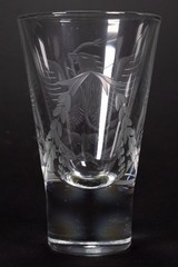 Set of 8 Mexican Coat of Arms Etched Double Sized Shot Glasses, c.2000