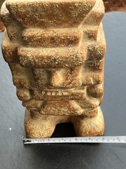 Vintage Mid Century Modern MCM Aztec Statue Terra Cotta Clay Figure 10.5″ Tall