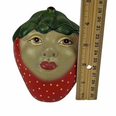 Vintage C. EL MEX Anthropomorphic Fruit Face Candle Set of 3 Mexico Folk Art