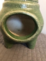 Table Top Chiminea Pottery Green Hand Made 8 Pounds Solid House Decor